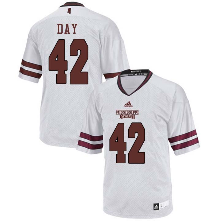 Men #42 Tucker Day Mississippi State Bulldogs College Football Jerseys Sale-White - Click Image to Close